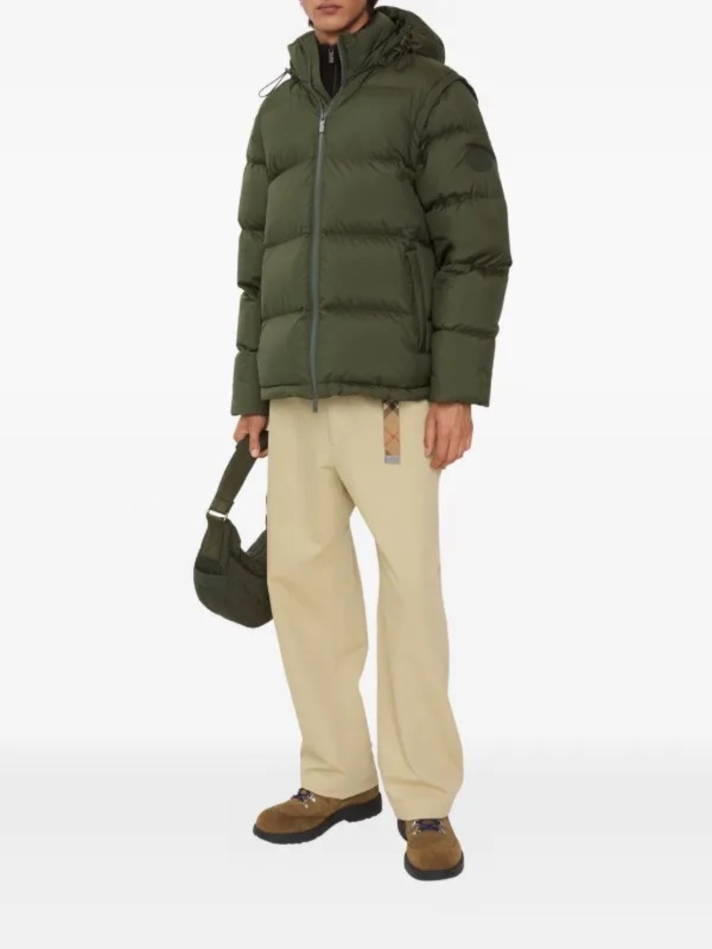 Burberry Detachable Sleeve Puffer Jacket Dark Green Down NWT size L